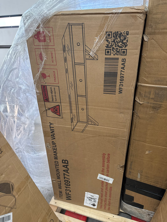 Whisen Elegant Design Multi-Purpose Wall-Mounted Vanity Table with 3 Drawers - Black