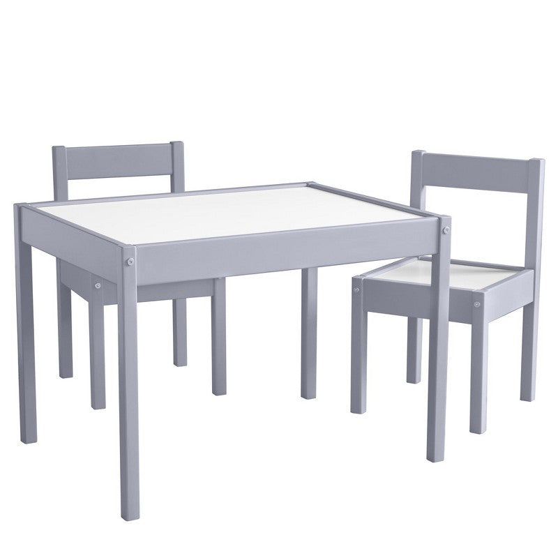 Max & Finn Hunter 3-Piece Kiddy Table & Chair Kids Set, Gray/White