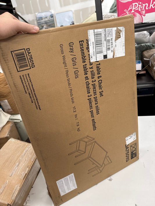 Max & Finn Hunter 3-Piece Kiddy Table & Chair Kids Set, Gray/White