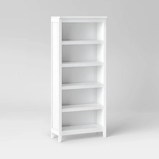 72" Carson 5 Shelf Bookcase White - Threshold: Durable Wood, Modern Design, Open Shelves
