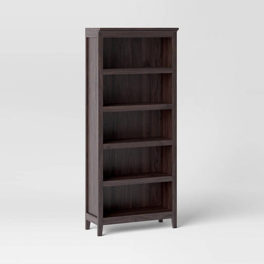 72" Carson 5 Shelf Bookcase Espresso - Threshold: Modern Traditional Style, Laminate Surface, Includes Anchoring Hardware