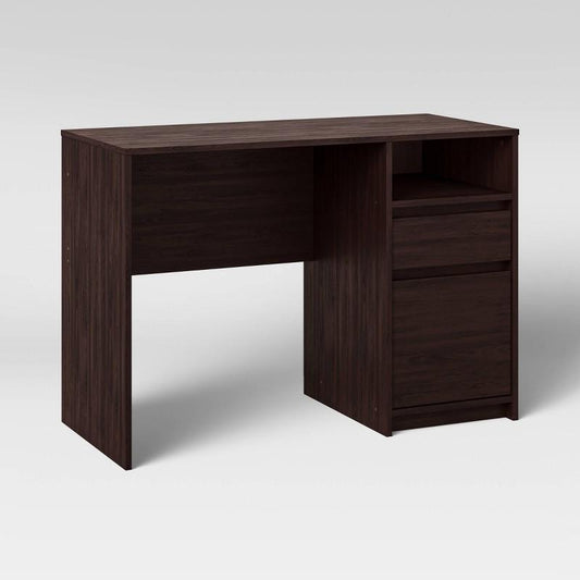 Storage Desk Espresso - Room Essentials™: Home Office Computer Desk With Shelf & Metal Hardware : Target