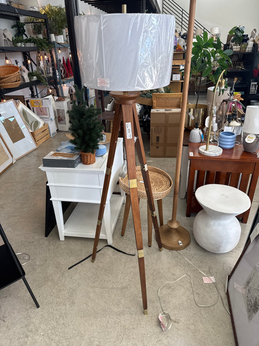 60"x16" Tripod Floor Lamp Oak Tone Wooden Finish - Threshold™: Elegant Standing Lighting, 3-way Switch, Ul Listed : Target
