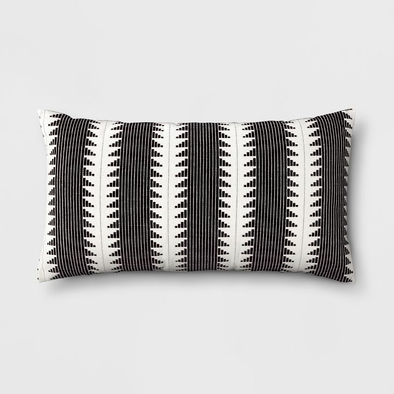 Oversize Woven Global Lumbar Throw Pillow Black - Threshold™: Cotton, Geometric Pattern, Indoor Use, Knife Edge : Target