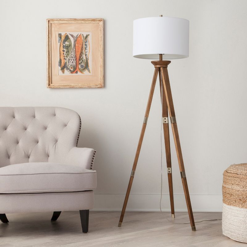 60"x16" Tripod Floor Lamp Oak Tone Wooden Finish - Threshold™: Elegant Standing Lighting, 3-way Switch, Ul Listed : Target