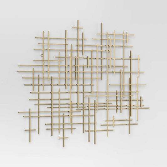 36"x30" Mid-Century Metal Wall Décor Gold - Threshold: Abstract Art, Horizontal/Vertical Display, No Battery Required