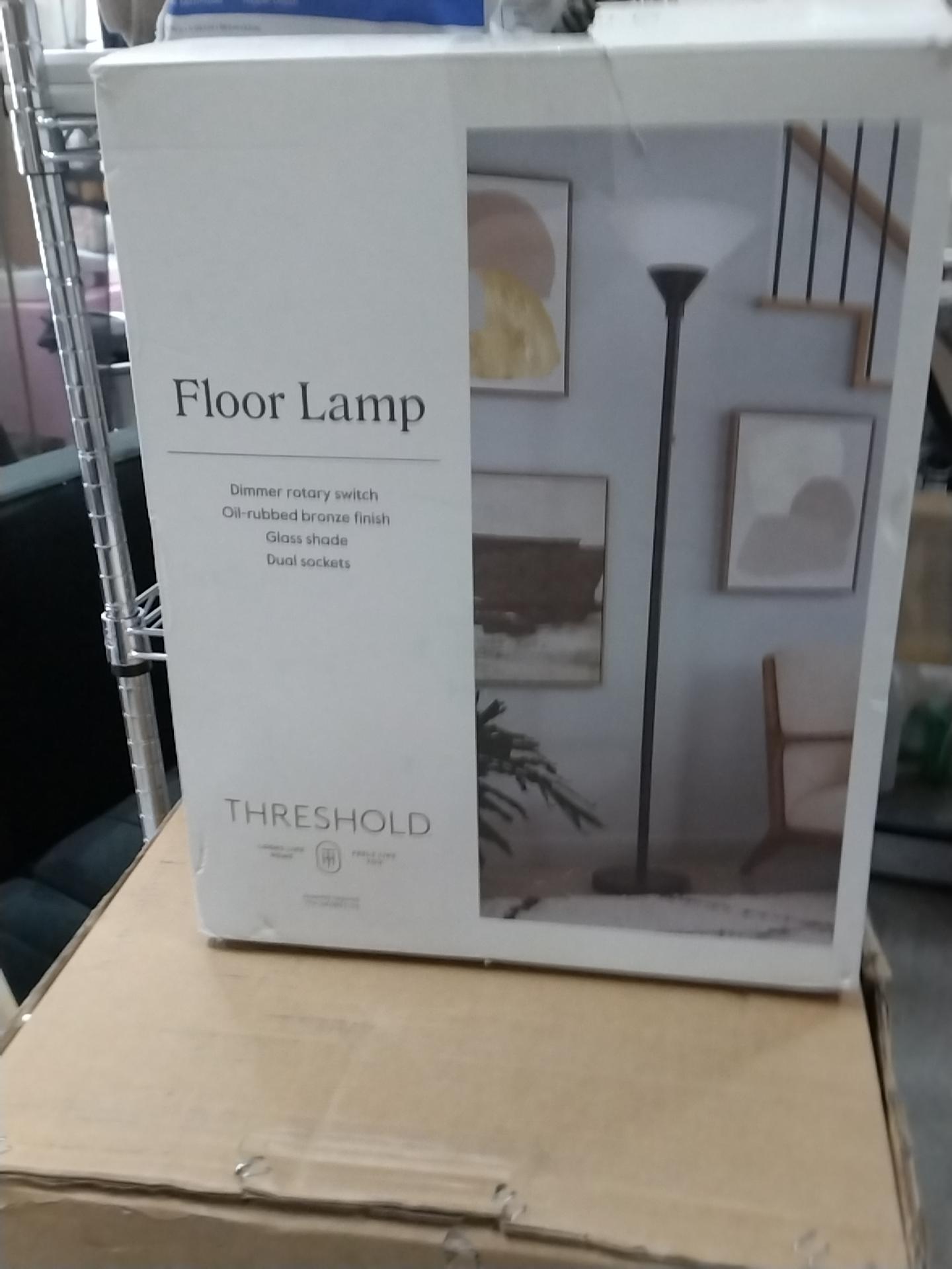 Torchiere Floor Lamp Slate Black with Glass Shade - Threshold: Metal Body, Rotary Dimmer Switch, ETL Listed