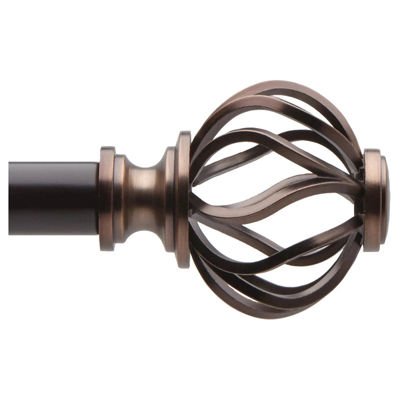 66"-120" Loft by Umbra Cagio Curtain Rod Oil Rubbed Bronze: Adjustable Steel Rod, Cage Finial, 33lb Capacity