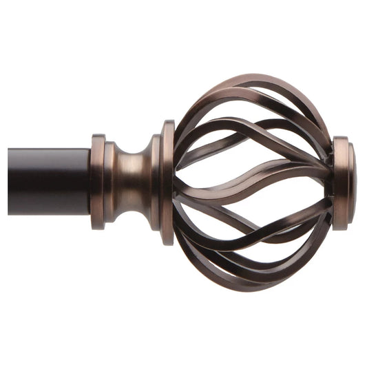 66"-120" Loft by Umbra Cagio Curtain Rod Oil Rubbed Bronze: Adjustable Steel Rod, Cage Finial, 33lb Capacity