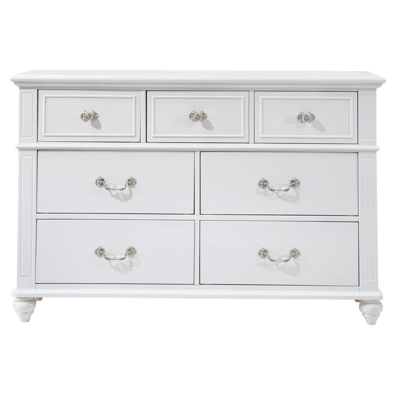 Picket House Furnishings Annie Dresser White: 5-Drawer Horizontal Storage, Wood Frame, Metal Glides