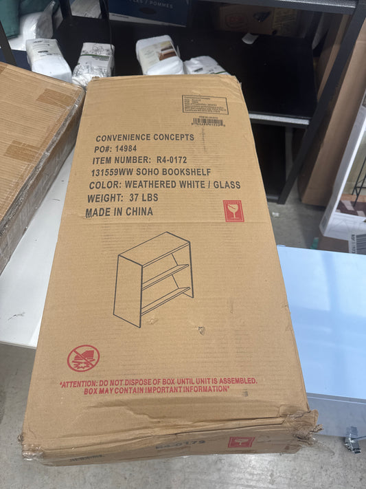 Breighton Home 27.75" SoHo Bookcase Weathered White: Modern 3-Tier Storage Furniture, Melamine Surface