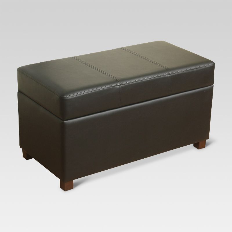 Essex Double Storage Bench Black - Threshold™: Upholstered Bench, Faux Leather, Wood Legs : Target