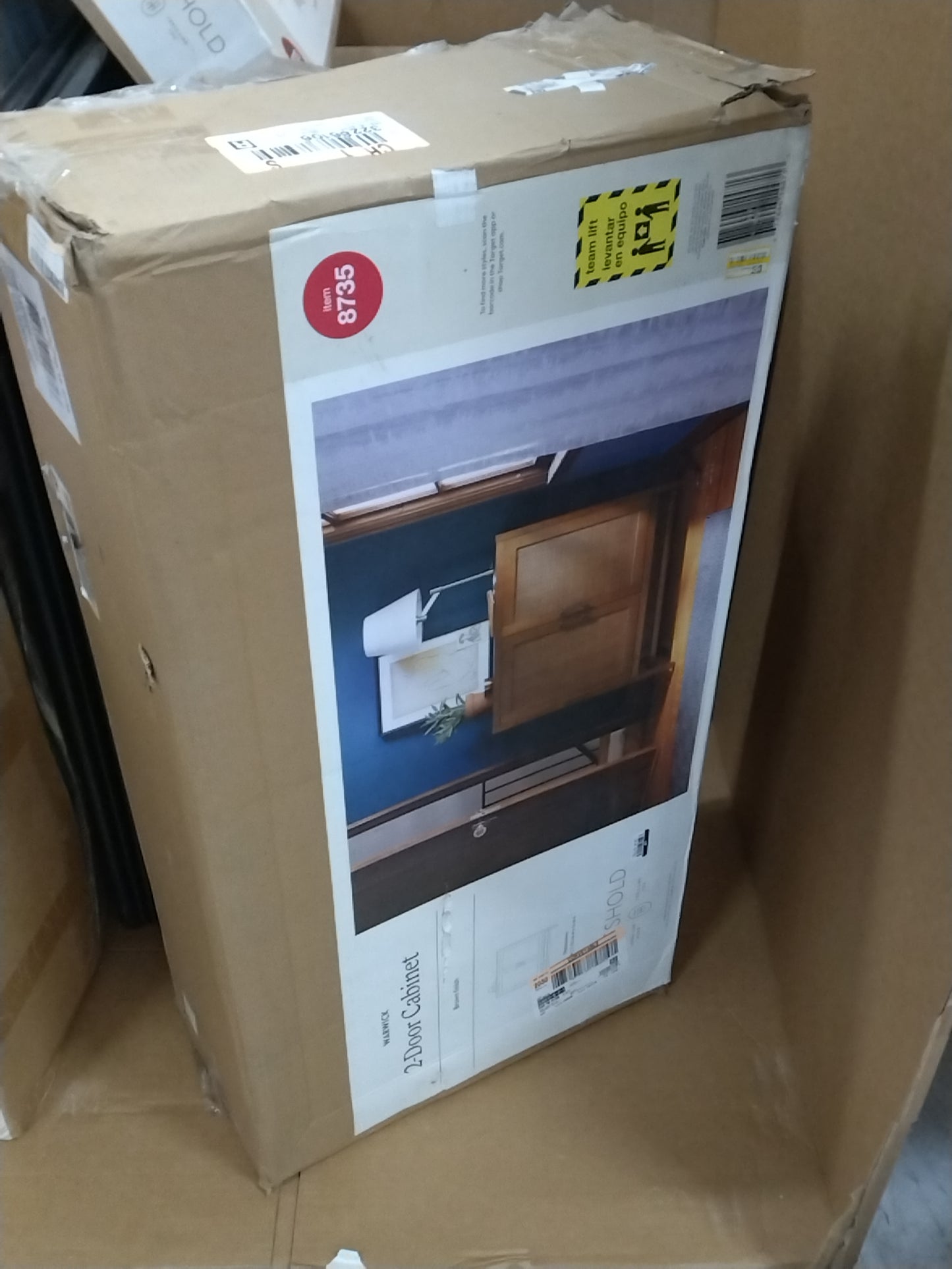 Warwick 2 Door Cabinet Brown - Threshold: Transitional Style, Adjustable Shelves, Wood Veneer Finish