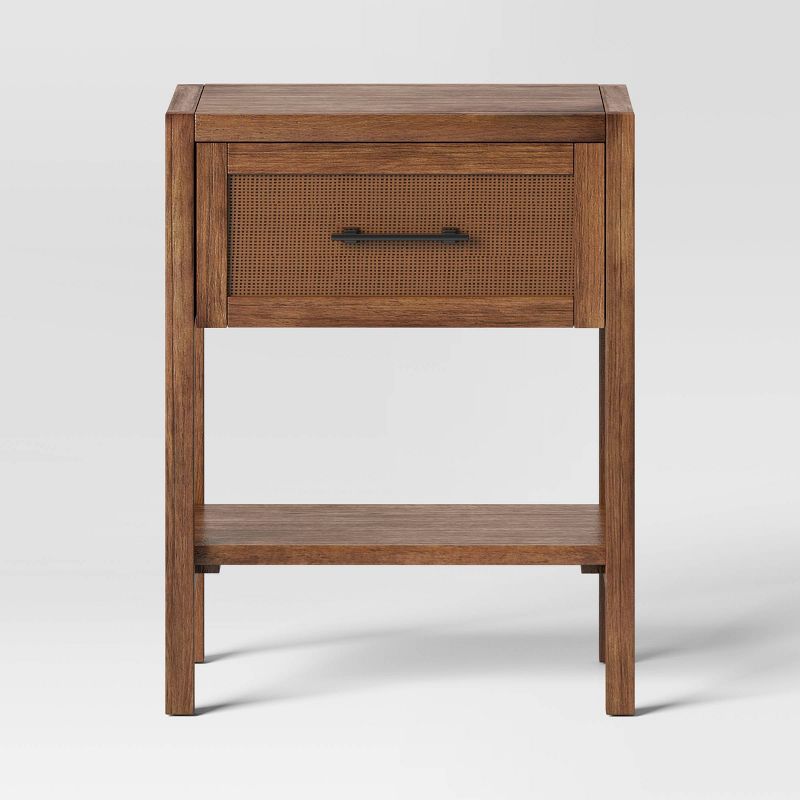 Warwick End Table With Drawer Brown - Threshold™: Veneer Finish, Storage Shelf, Wood Frame : Target