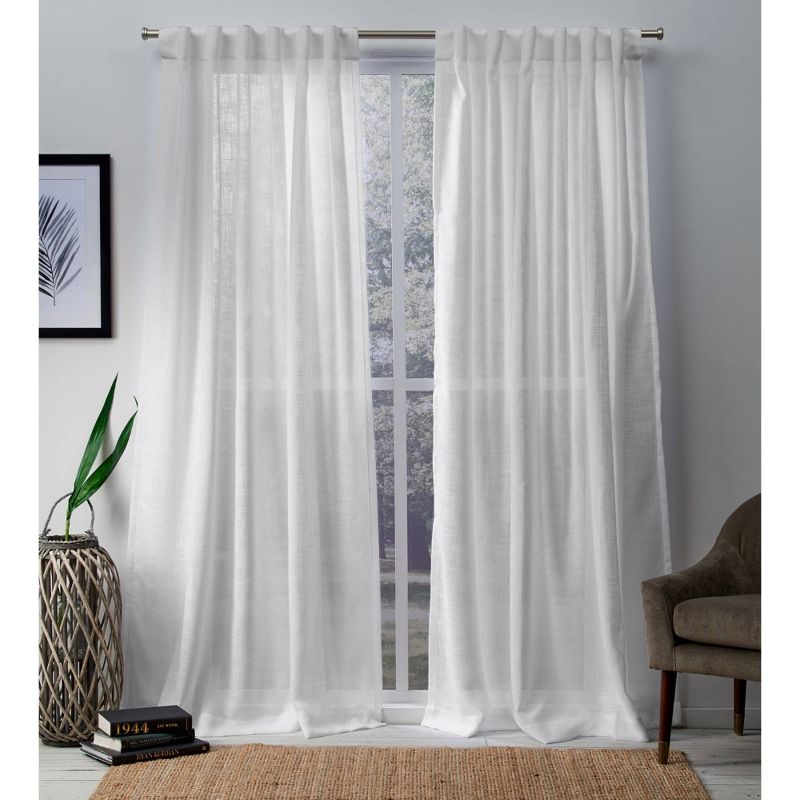 Set Of 2 (84"x54") Bella Curtain Panels White - Exclusive Home: Light Filtering Drapes, Back Tab, Indoor Use : Target