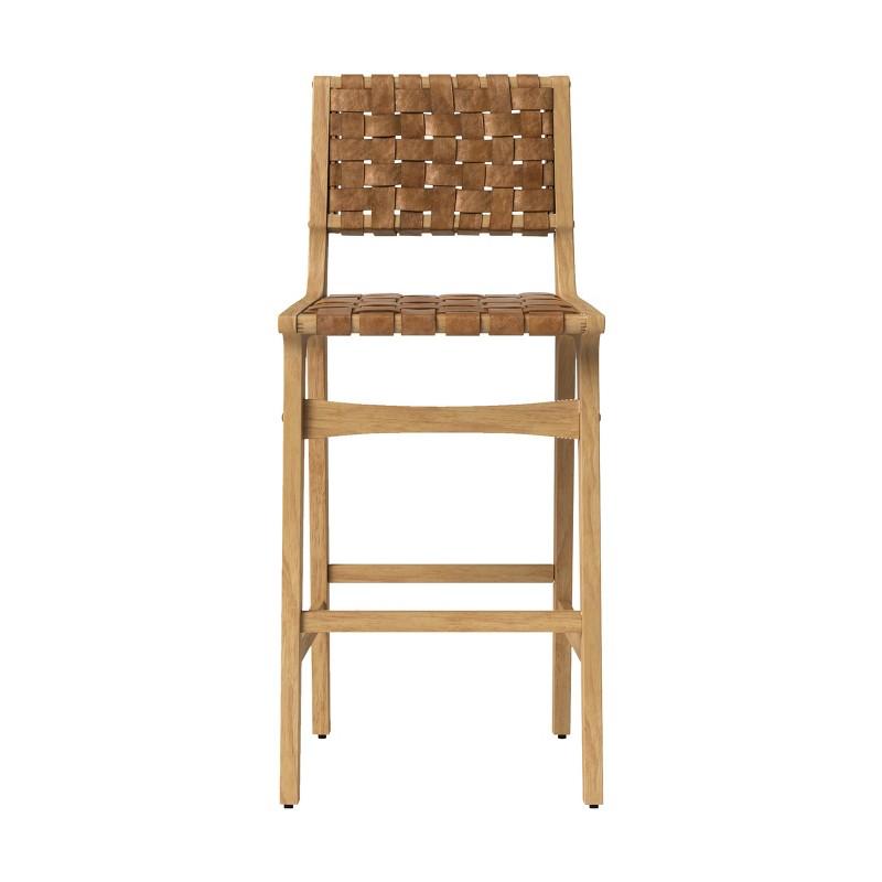 Ceylon Woven And Wood Barstool Brown/natural Wood - Threshold™: Rubberwood Frame, 29" Seat Height : Target