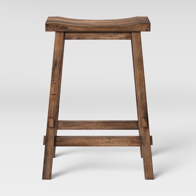 Halifax Farmhouse Wood Counter Height Barstool Brown - Threshold™: Rectangle, Backless, Hardwood Frame : Target