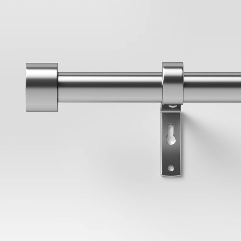 36"-66" Dauntless Curtain Rod Brushed Nickel - Threshold: Adjustable Steel, Single Rod, 20lb Capacity, Silver