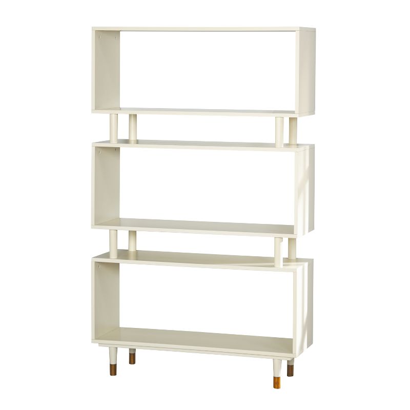 59.5" Margo Bookshelf Antique White - Buylateral: Mid-century Modern, 3 Fixed Open Shelves, Mdf Storage Bookcase : Target