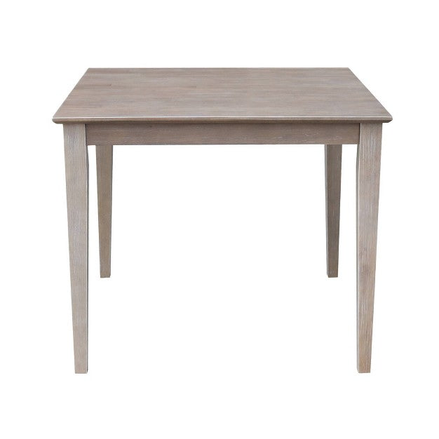 36"x36" Solid Wood Dining Table Washed Gray Taupe - International Concepts: Parawood, Square, 4 Seats