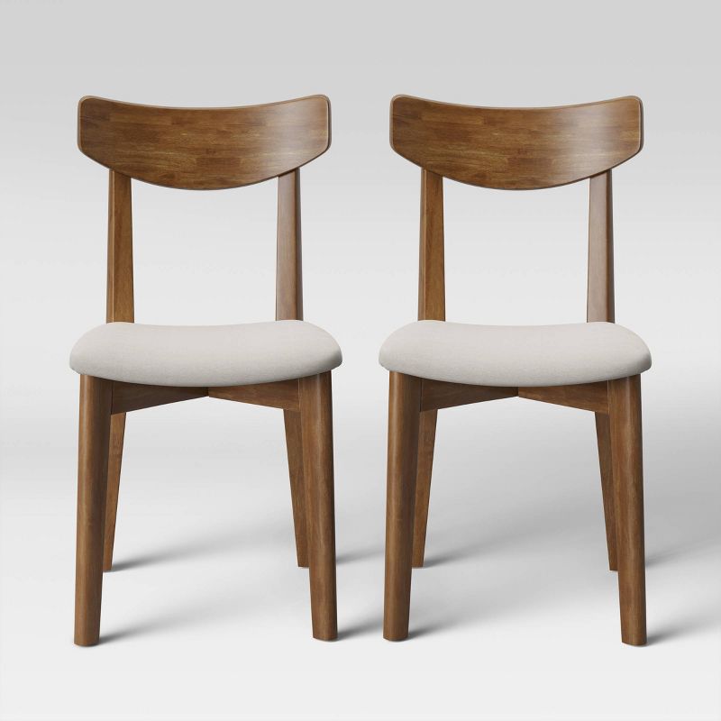 2pk Astrid Mid-Century Upholstered Seat Dining Chairs Walnut - Threshold™ : Target