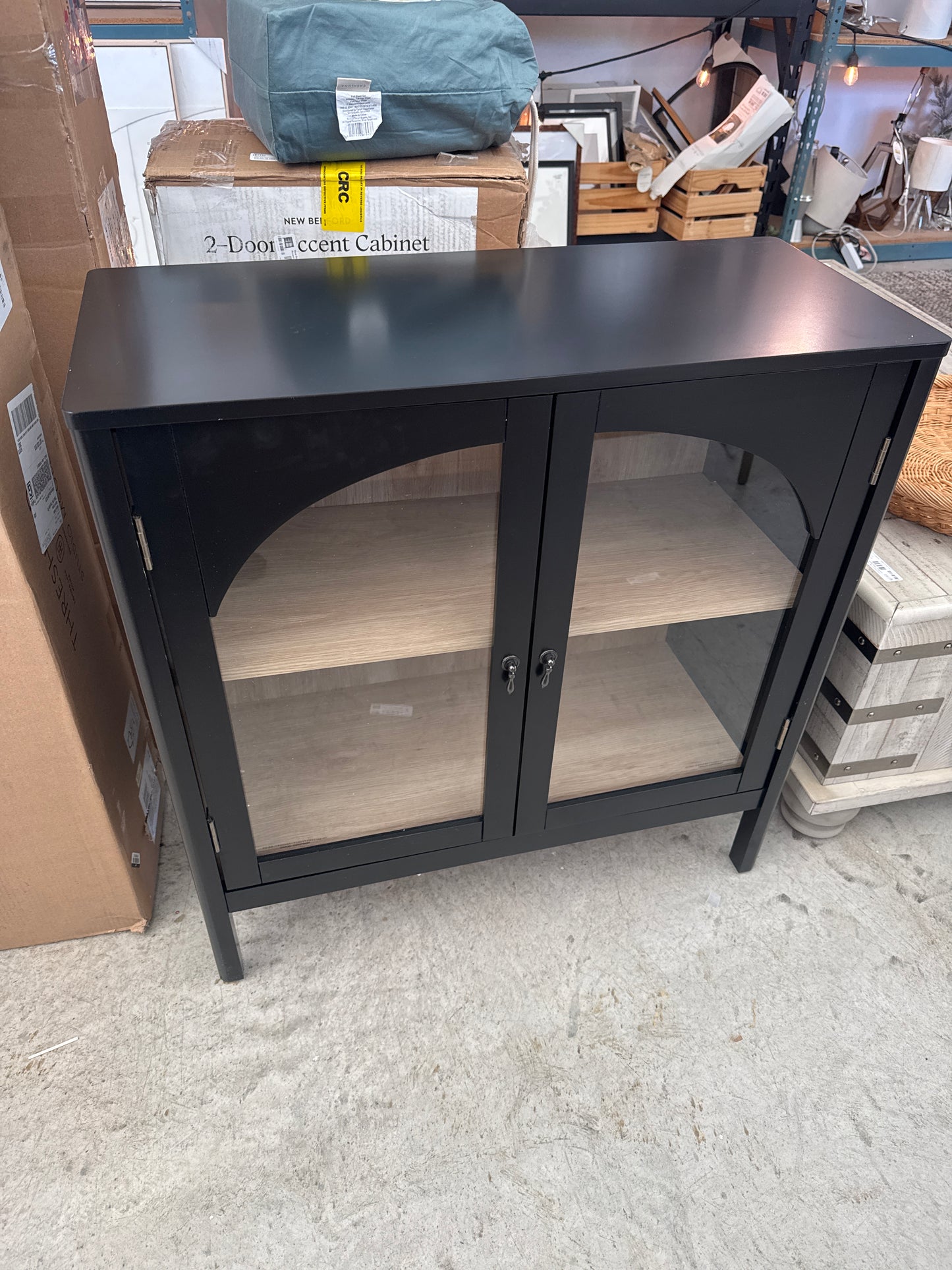 New Bedford 2 Door Accent Cabinet Black - Threshold: Elegant Storage, Pewter-Finish Hardware, Wood Veneer