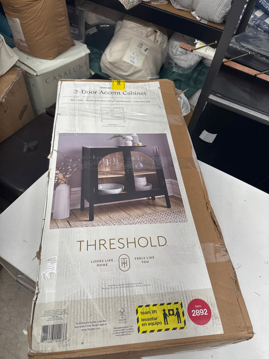 New Bedford 2 Door Accent Cabinet Black - Threshold: Elegant Storage, Pewter-Finish Hardware, Wood Veneer