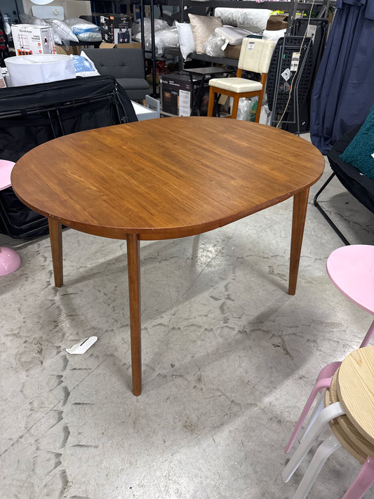 Astrid Mid-Century Round Extendable Dining Table Brown - Threshold: Rubberwood, Removable Leaf, Seats 4