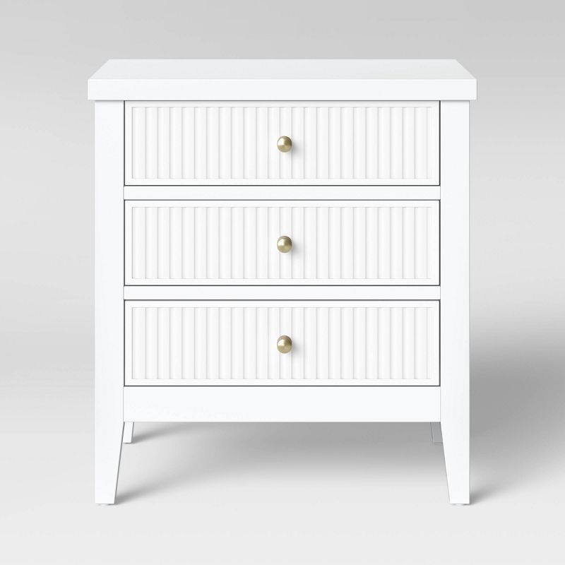 Wrentham Beadboard Farmhouse 3 Drawer Nightstand White - Threshold™: Chic Bedside Table, Elegant Metal Knobs, Sturdy Wood Construction : Target