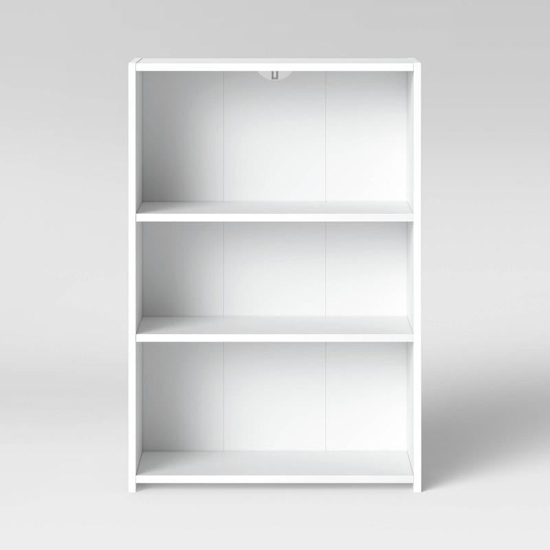 3 Shelf Bookcase White - Room Essentials: Modern Style, Open Shelving, Wood Composite, No Tools Included
