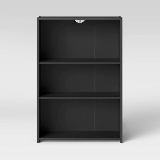 3 Shelf Bookcase Black - Room Essentials: Modern Style, Wood Composite, Open Shelving Storage