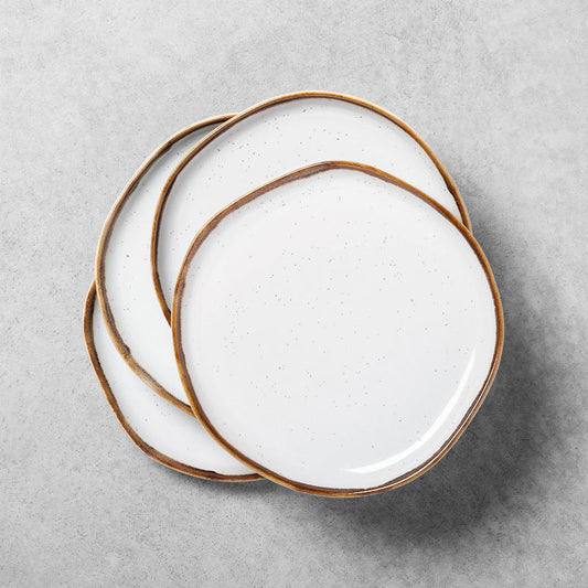 8" 4pk Stoneware Reactive Glaze Salad Plate Set Cream - Hearth & Hand™ With Magnolia: Dishwasher-safe, Farmhouse Style : Target