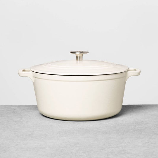 5qt Enameled Cast Iron Dutch Oven Cream - Hearth & Hand with Magnolia: Sturdy, Oven-Safe, Induction-Compatible