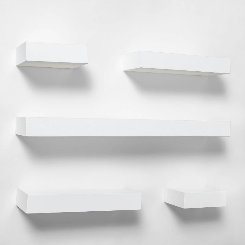 5pc Modern Wall Shelf Set White - Threshold™: Mdf Composite, Open Design, Includes Mounting Hardware : Target