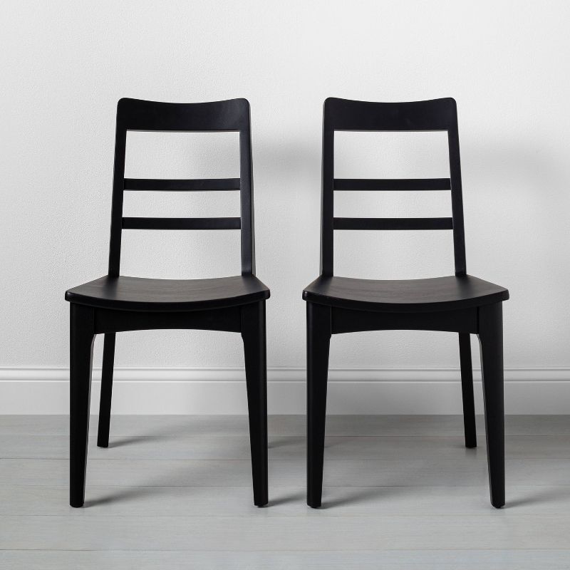 2pk Wood Ladder Back Dining Chair Set - Black - Hearth & Hand™ With Magnolia: Rubberwood Frame, Farmhouse Style, 250lb Capacity : Target