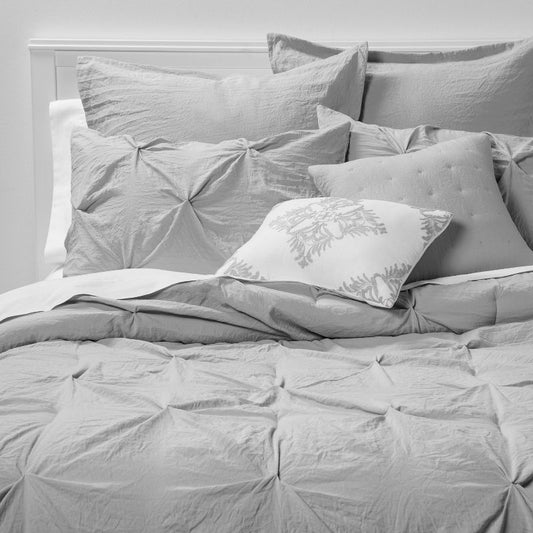 8pc King Pinch Pleat Comforter Set Gray - Threshold™: Polyester, Machine Washable, Oeko-tex Certified : Target