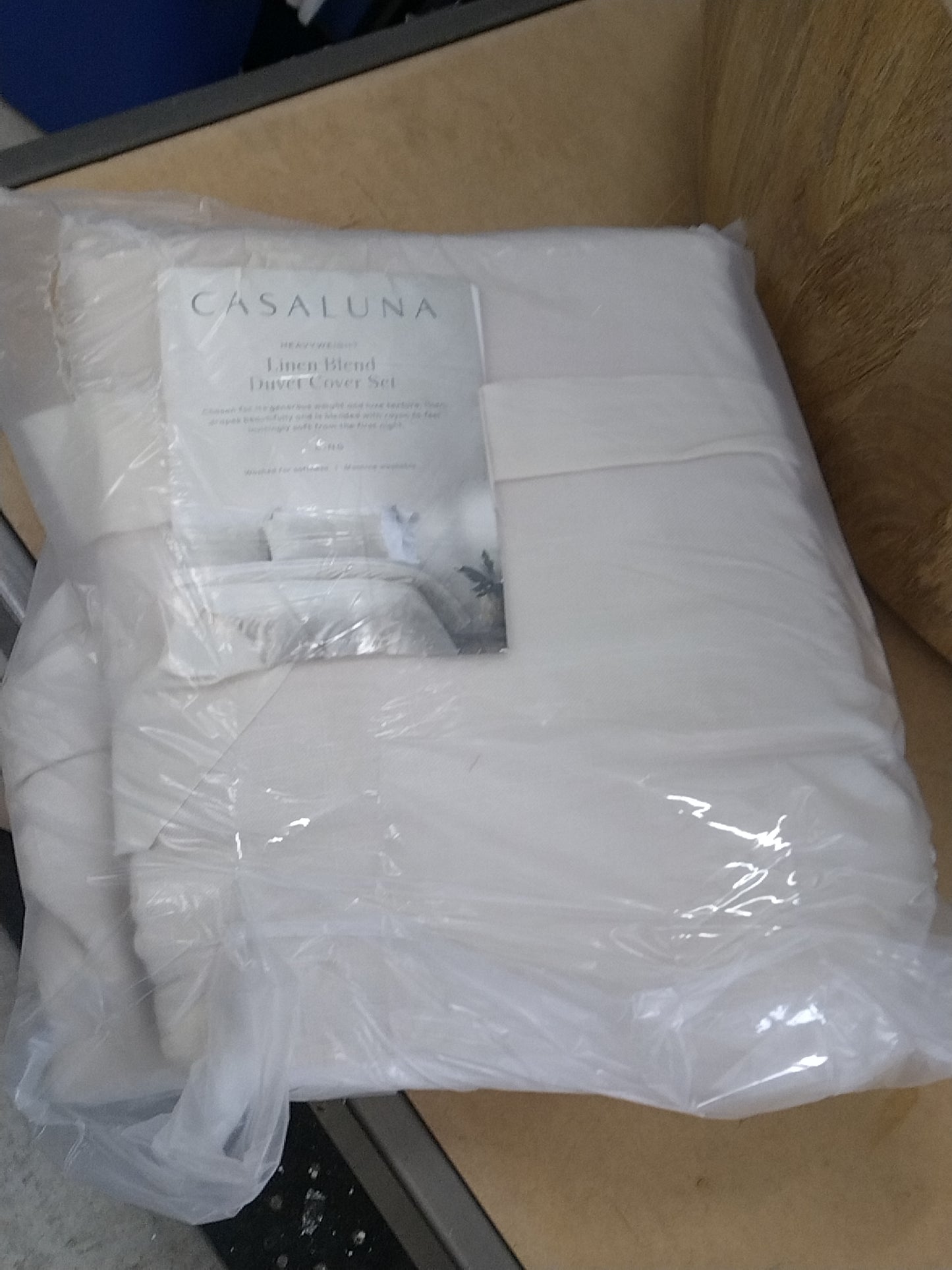 King Heavyweight Linen Blend Duvet Cover & Sham Set Natural - Casaluna: OEKO-TEX Certified, Zipper Closure