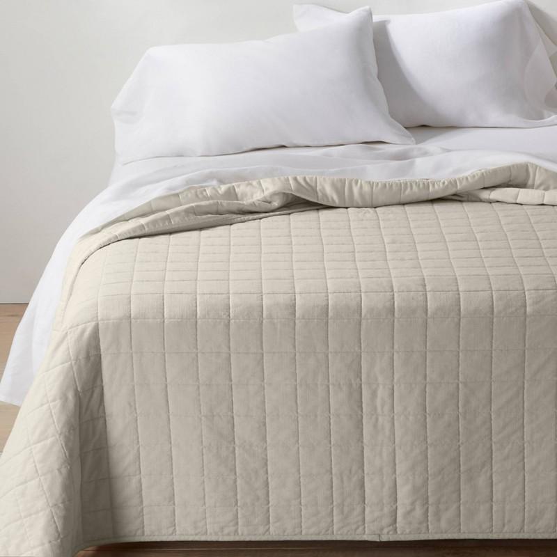 Full/Queen Heavyweight Linen Blend Quilt Natural - Casaluna: Rayon & Cotton, Box Quilting, OEKO-TEX Certified