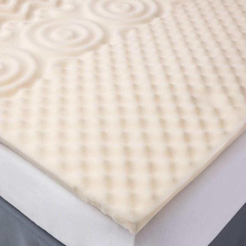Full 5-Zone 1.25" Foam Mattress Topper - Room Essentials: Polyurethane, Non-Woven Fabric, Spot Clean, Fits up to 24" Depth