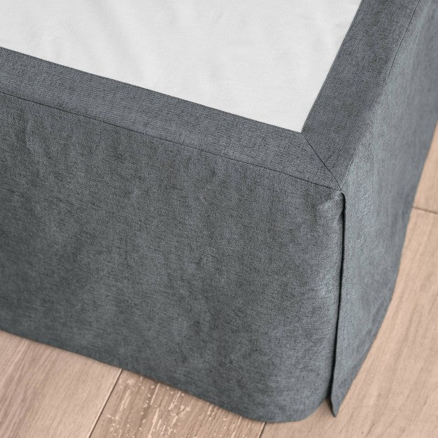King Linen Blend Bedskirt Dark Gray - Casaluna: Machine Washable, Plain Weave, 15" Drop, OEKO-TEX Certified