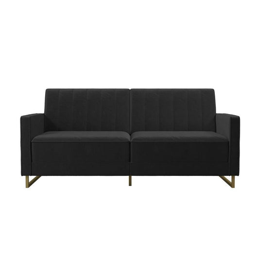 Skylar Coil Futon Modern Sofa Bed And Couch Black Velvet - Novogratz: Polyester Upholstery, 600 Lbs Capacity : Target