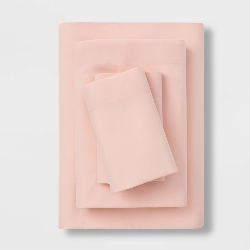 Twin/twin Xl Microfiber Sheet Set Blush - Room Essentials™: Polyester, Peached, 170 Thread Count, 3-piece Set : Target