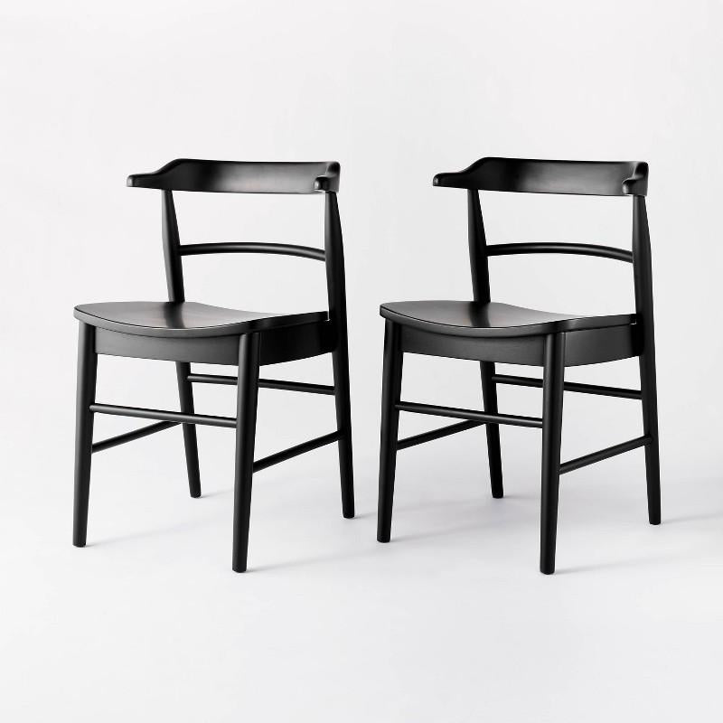 2pk Kaysville Curved Back Wood Dining Chair Black - Threshold designed with Studio McGee: Rubberwood Frame, Non-Upholstered, 250lb Capacity