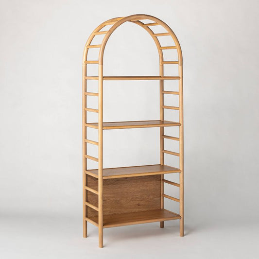 72" Holladay Curved Wooden Bookcase Natural - Threshold™ Designed With Studio Mcgee: Elegant Arched Design, 4-shelf Display : Target