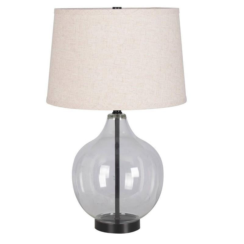 Large Glass Gourd Table Lamp Gray - Threshold: UL Listed, Cotton/Polyester Drum Shade, 24" Height