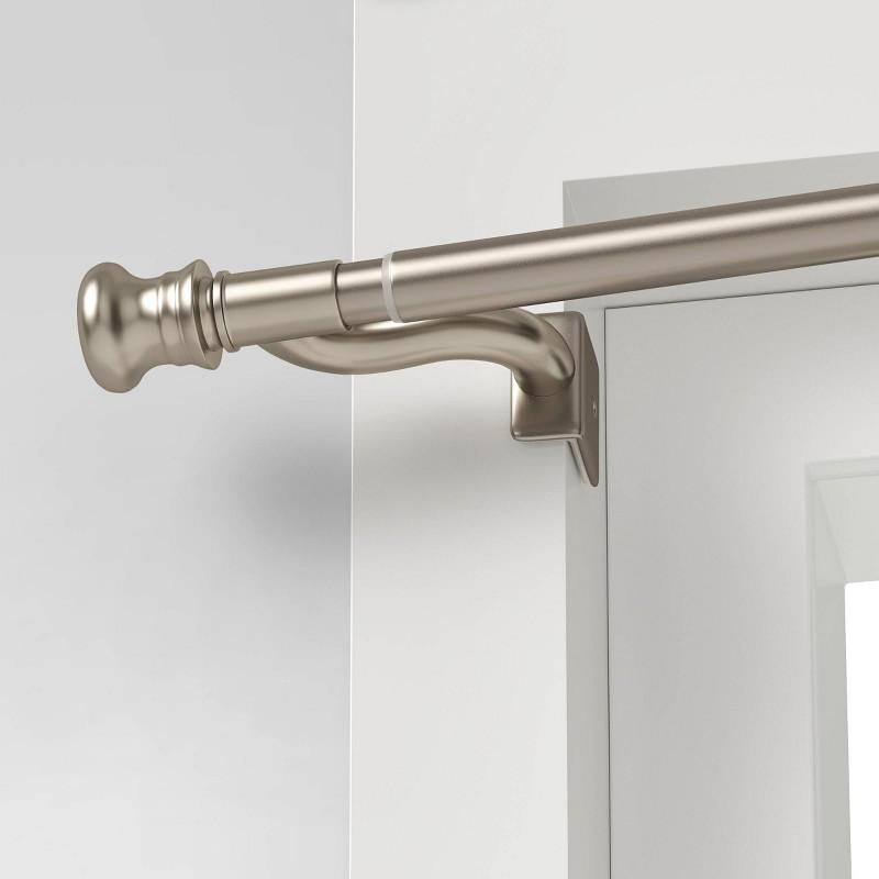 28"-48" Twist and Shout Easy Install Curtain Rod Brushed Nickel - Room Essentials: No Drill Tension Rod, Silver
