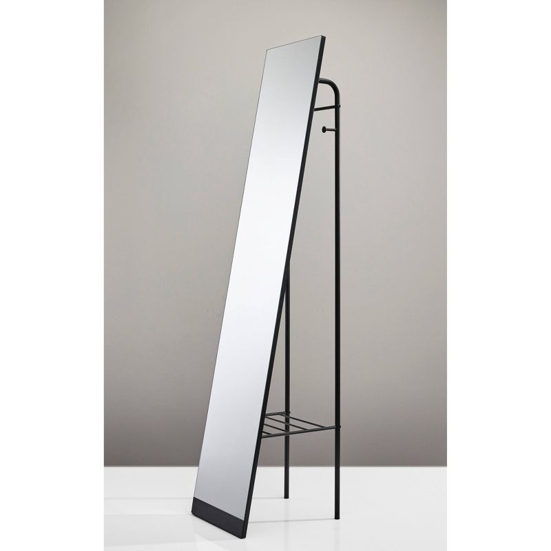 Tillie Floor Mirror - Adesso: Freestanding, Matte Black With Coat Hooks & Storage Shelf : Target