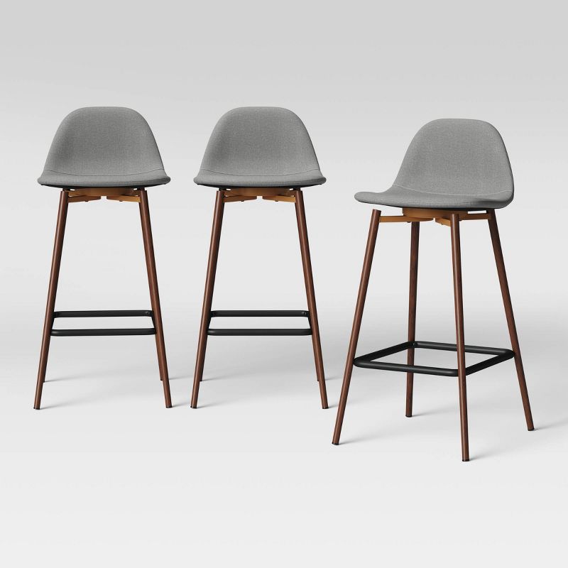 3pk Copley Counter Height Barstool Light Gray - Threshold™: Mid-century Modern, Upholstered, Footrest : Target