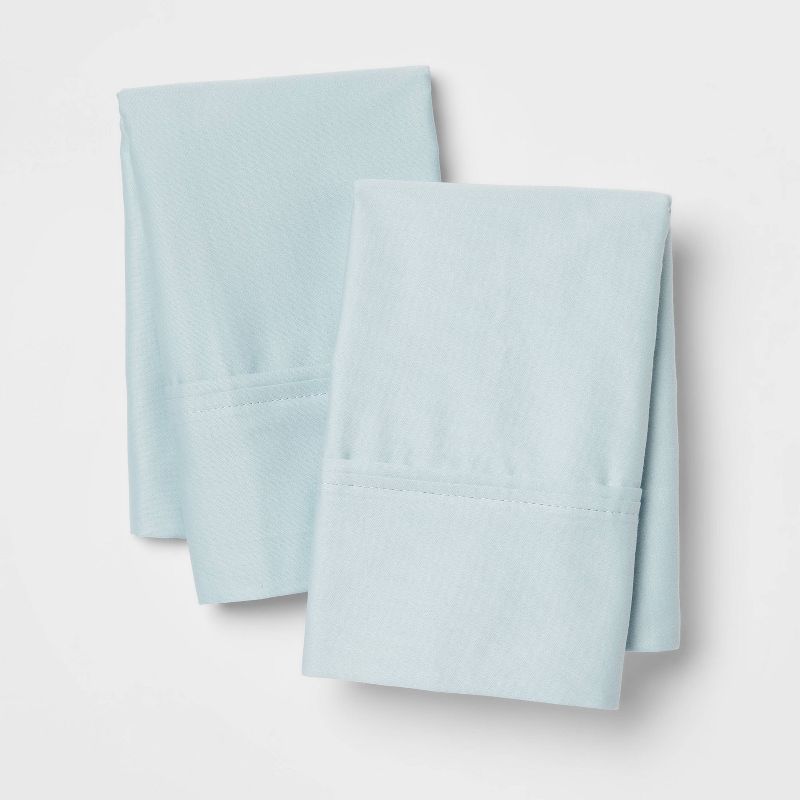 Standard Solid Performance 400 Thread Count Pillowcase Set Light Blue - Threshold™: Cotton Sateen, Oeko-tex Certified, Set Of 2 : Target