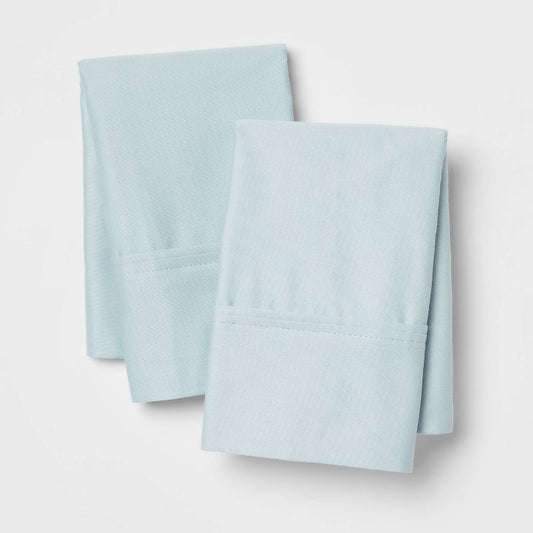 Standard Solid Performance 400 Thread Count Pillowcase Set Light Blue - Threshold™: Cotton Sateen, Oeko-tex Certified, Set Of 2 : Target